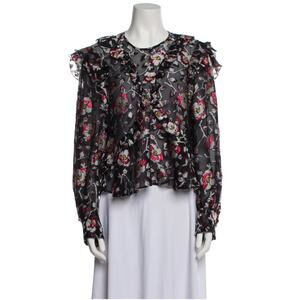 Women Isabel Marant Whimsical Fairy Open Back Floral Metallic Blouse size 36 (4)